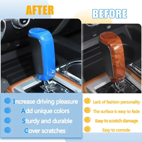 Miniatura 2 de Cubierta de la cabeza de la palanca de cambios de la consola central para Toyota Tundra 2014-2021 accesorios de coche (azul)