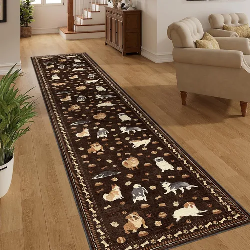 Miniatura 205 de DUKINO Alfombra de área de 6 x 9 pies, alfombra floral para sala de estar, ligera, antideslizante, lavable, alfombra de interior de pelo bajo