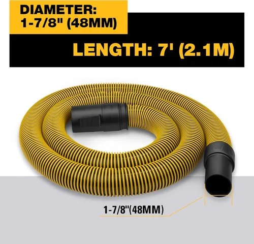 Miniatura 3 de DeWalt DXVA19-2500 Manguera de vacío ultra duradera para aspiradora de tienda, accesorios para aspiradora de tienda de 1-7/8", Amarillo