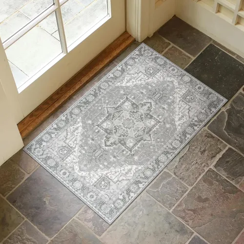 Miniatura 32 de Collive Tapete lavable para puerta de interior, antideslizante, alfombra de entrada retro de 20 x 32 pulgadas, tapete de entrada de absorción Multi