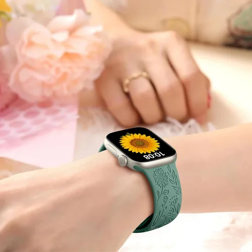 Miniatura 6 de SNBLK Paquete de 6 correas florales grabadas compatibles con Apple Watch de 40mm 41mm 42mm 38mm 44mm 45mm 46mm 49mm, mujeres y hombres, correa
