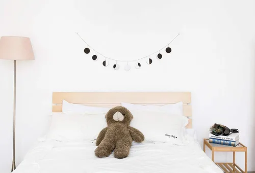 Miniatura 3 de Mkono Guirnalda de metal para colgar en la pared de fase lunar, estilo bohemio, decoración del hogar, con lunas de madera, regalo para ventana