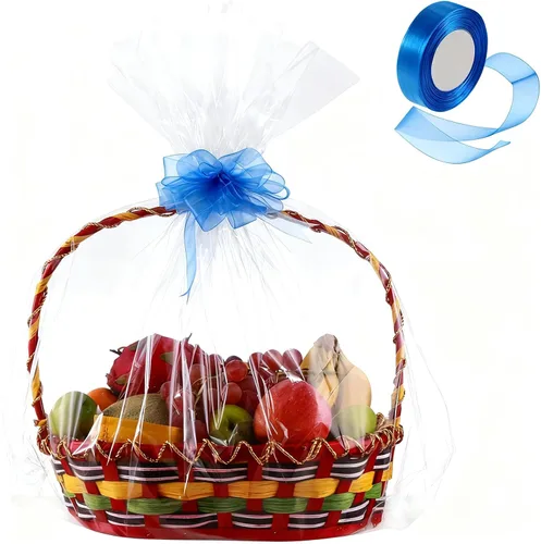 Paquete de 50 bolsas grandes de celofán transparente de 24 x 30 pulgadas, bolsas de regalo de plástico resistente para regalos, artes, manualidades,