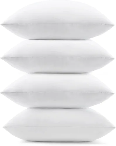Miniatura 9 de puredown® Juego de 2 cojines decorativos de plumas de 18 x 18 pulgadas (juego de 2, blanco) para sofá, cama, lavable a máquina