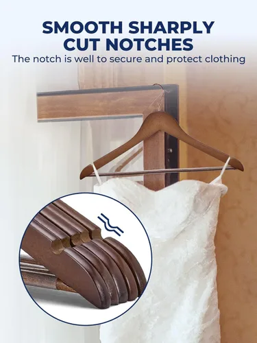 Miniatura 5 de Smartor Paquete de 20 perchas de madera maciza para armario, perchas de madera resistente para trajes, camisas, vestidos, con gancho de oro rosa
