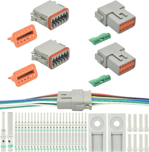 Miniatura 8 de Kit de 205 piezas de conectores Deutsch, conectores DT de 2, 3, 4, 6, 8 y 12 pines, conectores eléctricos impermeables IP67 con 70 pares