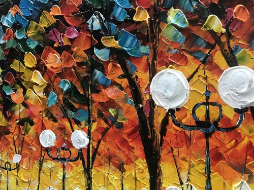 Miniatura 3 de Alenoss Pinturas Metálicas Abstractas 100% Hechas a Mano Lienzo Arte de Pared Textura Gruesa Única Superficie Áspera Pintura al Óleo Moderna 48x24