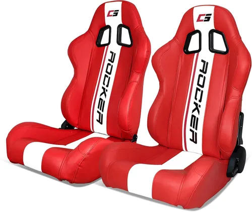 Miniatura 31 de IKON MOTORSPORTS, Asiento universal de carreras PU + cuero de carbono + gamuza, con deslizadores dobles, asiento deportivo reclinable negro