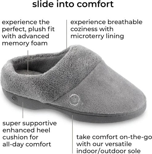 Miniatura 2 de isotoner Pantuflas de rizo con capucha para mujer con espuma viscoelástica suave, soporte de arco cómodo y suela para interiores y exteriores