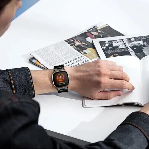 Miniatura 7 de Correa de acero inoxidable compatible con Fitbit Versa 4 / Fitbit Sense 2 / Fitbit Versa 3 / Fitbit Sense, correas de reloj de metal ajustables