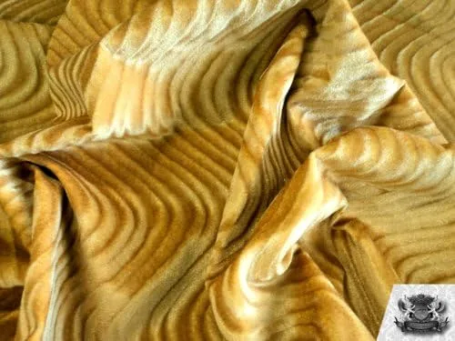Miniatura 4 de Tela de tapicería de terciopelo Flocado Swirl Gold