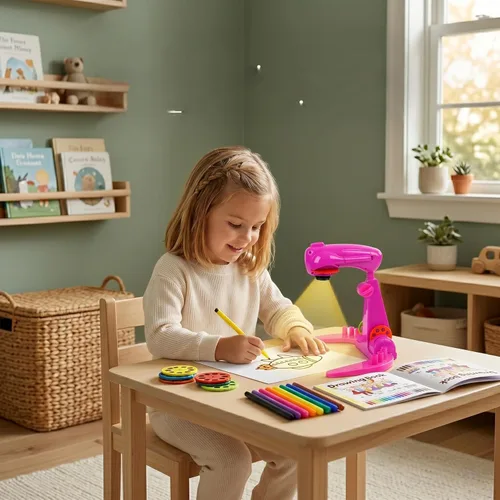 Miniatura 3 de LEERFEI Juguetes de dibujo con proyección para niños, juguetes inteligentes de proyector de dibujo, proyector para delinear y dibujar para niños