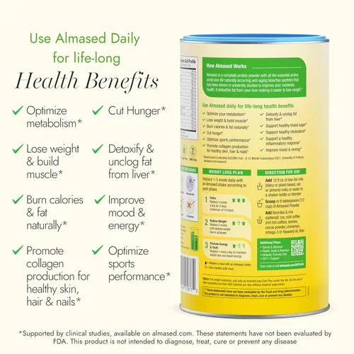 Miniatura 3 de Almased Proteína en Polvo para Bajar de Peso Kit para Hombres y Mujeres, Batido Natural de Reemplazo de Comida para Bajar de Peso, Suplemento, 24