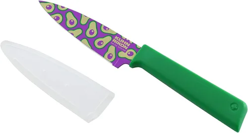 Miniatura 9 de Kuhn Rikon Colori+ Cuchillo de pelar recto antiadherente con funda de seguridad, hoja de 4 pulgadas/4.0 in, color verde camuflaje verde (camo green)
