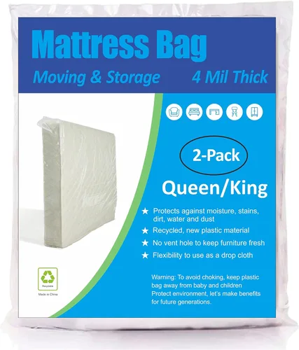 Miniatura 20 de ComfortHome Bolsa de colchón para mudanza y almacenamiento, 4 milímetros extra grueso, tamaño individual y matrimonial, paquete de 2