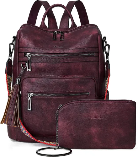 Miniatura 7 de Mochila de cuero Shrrie para mujer, bolso de diseñador de moda para mujer, mochila de viaje convertible, bolso de hombro con muñequera, Mochilas