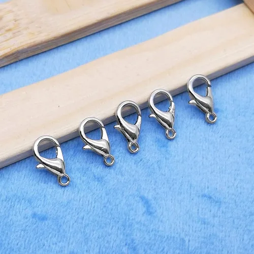 Miniatura 3 de 200 cierres de langosta curvados (0.472 x 0.394 pulgadas) de acero inoxidable para pulseras, collares, joyería, hallazgos, gancho de cierre