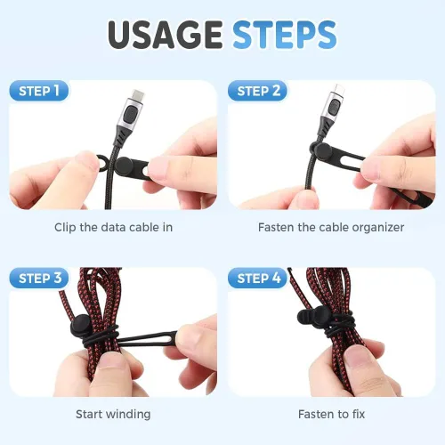 Miniatura 5 de Organizador de cables, bridas de silicona actualizadas 2026, organizador de auriculares, organizador de cables reutilizable, organizador de cables