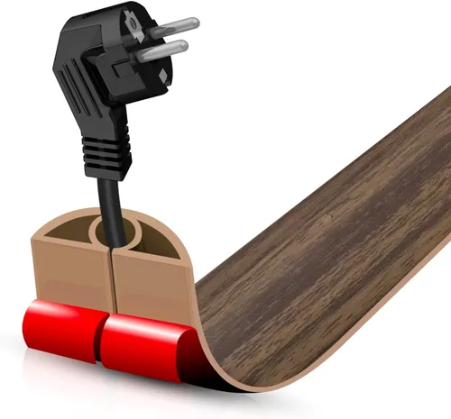 Miniatura 89 de Cubierta autoadhesiva para cables de suelo, gestión de cables de 3.3 pies, protector de tira de extensión para cables, evita tropiezos de cables