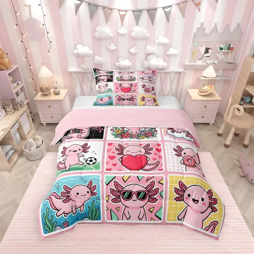 Miniatura 26 de Feelyou Juego de edredón de murciélago para niñas y niños, tamaño individual, edredón de Halloween decorativo en blanco y negro, juego de ropa