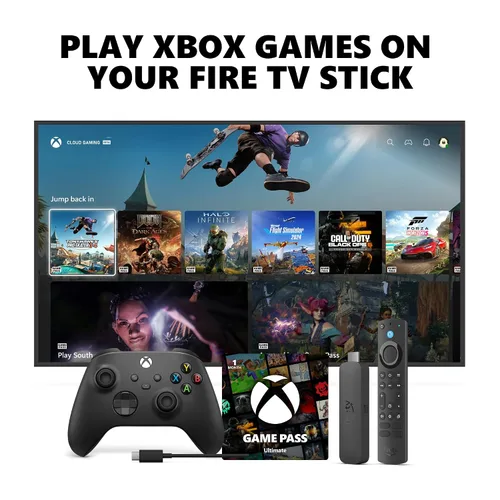Miniatura 15 de Xbox Wireless Controller (2025) Carbon Black + Fire TV Stick 4K Game Pass Ultimate 1 Month - Gaming Bundle, Windows, Mobile & Smart TVs