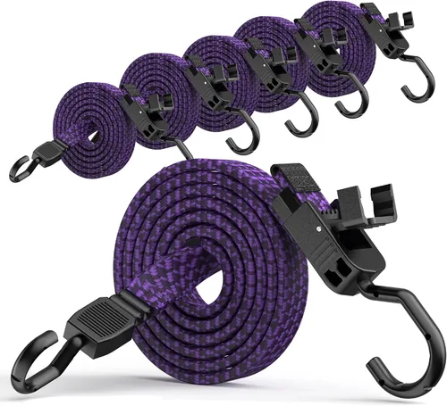 Miniatura 9 de Cuerdas elásticas resistentes para exteriores, cuerdas elásticas largas y ajustables con ganchos planos, correas elásticas de goma de alta