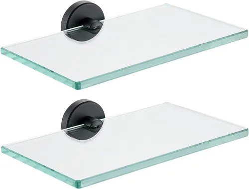 Miniatura 40 de JQK Estantería de baño de vidrio bronce, estante con toallero de 15 pulgadas de vidrio templado, almacenamiento para ducha de 16 por 5 pulgadas
