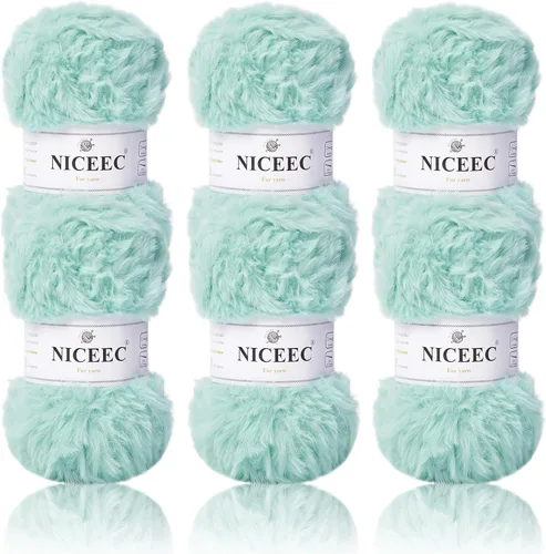 Miniatura 8 de NICEEC Hilo de Pelo Sintético Super Suave, Grueso y Esponjoso, Hilo de Pestañas para Crochet y Tejido (Longitud Total 192m/9.1kg) - Otoño/300g