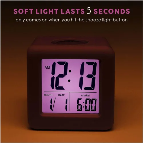 Miniatura 3 de Reloj despertador digital Plumeet para niños con función de repetición y luz nocturna - Configuración fácil con pantalla de silicona, hora, fecha