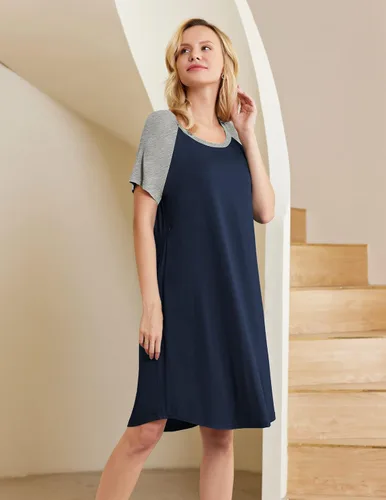 Miniatura 4 de Ekouaer - Vestido 3 en 1 para maternidad trabajo de parto y lactancia prenda para hospital para dormir y amamantar