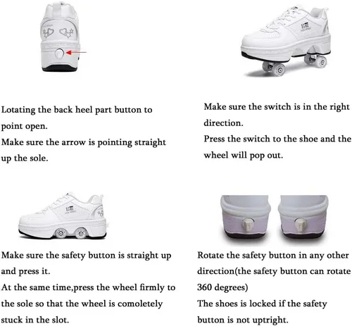 Miniatura 5 de Patines de ruedas y zapatillas 2 en 1 unisex con ruedas retráctiles para exteriores, diversión y fitness, patines de patada