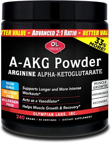 Olympian Labs PSN A-AKG - Polvo para la salud de los hombres, rendimiento energético y nutricional deportivo, porciones de 2.12 - 0.11 oz, tarro de