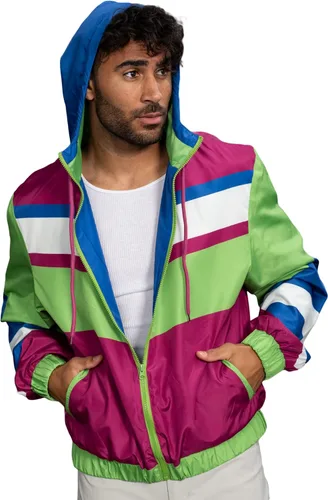 Miniatura 6 de Chaqueta cortavientos retro ligera con diseños coloridos de los años 80 y 90