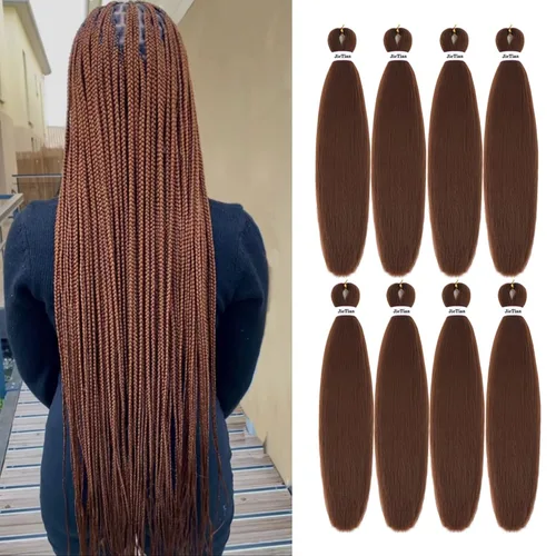 Miniatura 45 de Liang Dian Cabello Trenzado Preestirado Ombre de 12 Pulgadas, 8 Paquetes de Trenzas de Ganchillo Sintéticas, Ajuste con Agua Caliente, Extensiones