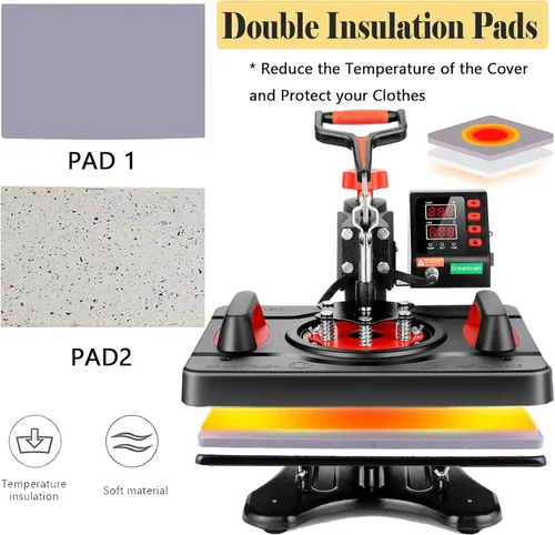 Miniatura 2 de Máquina de prensa de calor industrial 8 en 1 mejorada de 15 x 12 – Potencia de sublimación de oscilación digital, calefacción de grado profesional