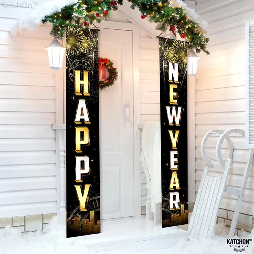 Miniatura 3 de KatchOn, Cartel de puerta de feliz año nuevo, 72 x 12 pulgadas, pancarta de feliz año nuevo para decoraciones de Año Nuevo 2026 Decoraciones NYE