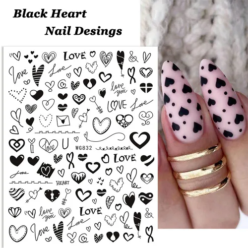 Miniatura 3 de SINSEN Calcomanías de uñas de corazón, 6 hojas de calcomanías de uñas de corazones para mujeres, calcomanías autoadhesivas 3D para arte de uñas