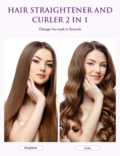 Miniatura 3 de LANDOT Plancha para el cabello y rizador 2 en 1: crea ondas de salón, rizos y estilos lisos en casa Placas flotantes, anti-frizz y sin enredos