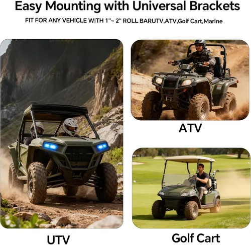 Miniatura 8 de Barra de sonido UTV de 400 W, altavoces para carrito de golf, Bluetooth, barra de sonido para carrito de golf, altavoz UTV, barra de sonido
