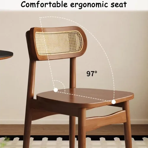 Miniatura 4 de YVYKFZD Solid Wood Dining Chairs Set, Armless Kitchen Chairs, Dining Room Chair with Rattan Backrest, Comfy Side Chair, for Living Room, Bedroom