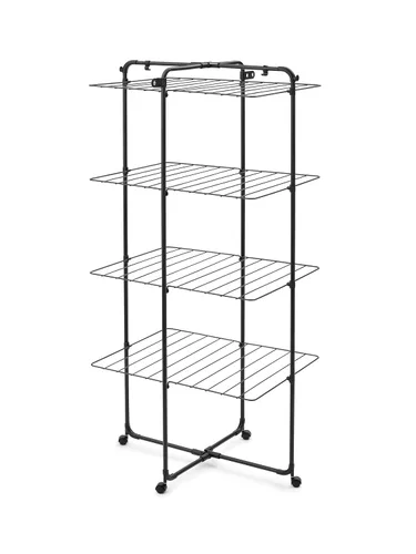 Miniatura 10 de Brabantia HangOn Tower - Tendedero de ropa con ruedas, 76 pies (75.5 ft) Negro mate Aireador alto de ropa interior de 3 niveles con estantes