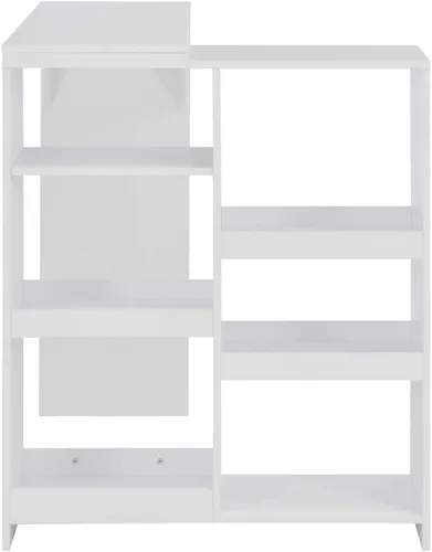 Miniatura 4 de White Bar Table with Adjustable Shelf 54.3"x15.4"x43.3" Counter Height Space Saving Modern Design for Kitchen Dining Room Small Spaces