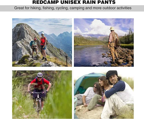 Miniatura 7 de REDCAMP Unisex Rain Pants Waterproof Lightweight with Side Zipper, PU5000mm Great for Hiking Outdoor, MLXLXXL Black