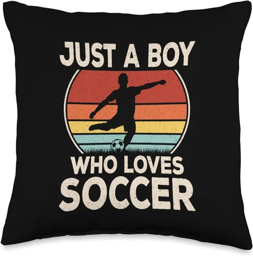 Just A Boy Who Loves Soccer Funny Soccer Player Boys Kids Throw Pillow