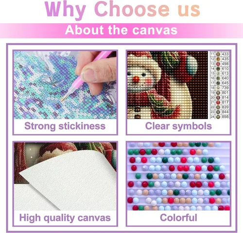 Miniatura 3 de Kits de pintura de diamantes para adultos, bricolaje 5D para el día de Navidad, kit de pintura de diamantes de taladro completo, arte de diamantes