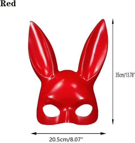 Miniatura 3 de Máscara de fiesta de Navidad, máscara de fiesta de Halloween, máscara de conejo linda máscara de bar KTV Party Bunny Mask (rojo)