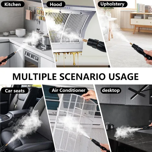 Miniatura 7 de Limpiador a vapor de mano, limpiador de vapor presurizado de 2500 W con 3 cabezales de cepillo, limpiador de vapor portátil para el hogar, Azul