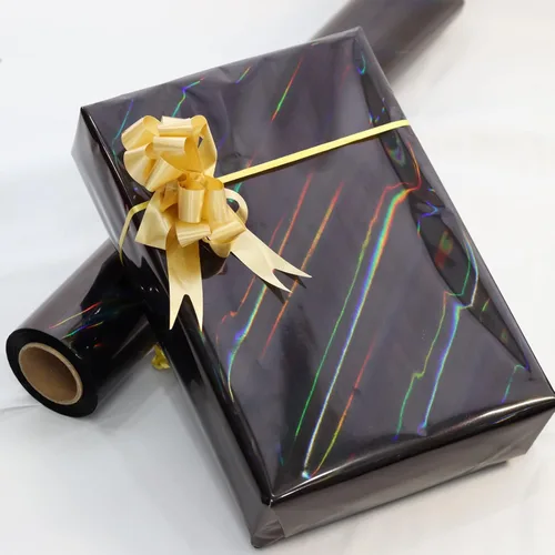 Miniatura 3 de CMFYHM Rollo de envoltura de celofán iridiscente negro I 86 cm de ancho X 15 m de largo I Celofán colorido perfecto para canastas, regalos