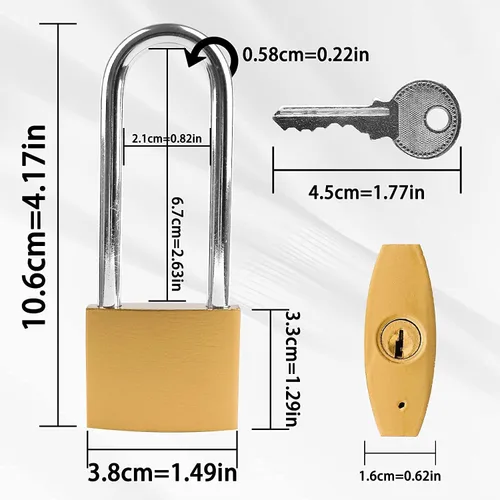 Miniatura 2 de Candados con llave, longitud de grillete 2.63 pulgadas, candados de grillete largo con llaves, candados para armario de gimnasio, candado de alta