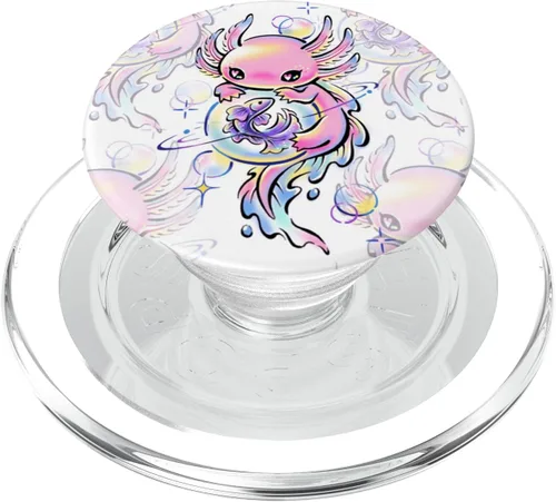 Miniatura 8 de Lindo kawaii ajolote púrpura mágico cristales PopSockets intercambiables PopGrip